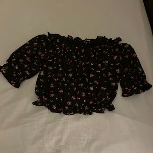 Express Black Floral Blouse